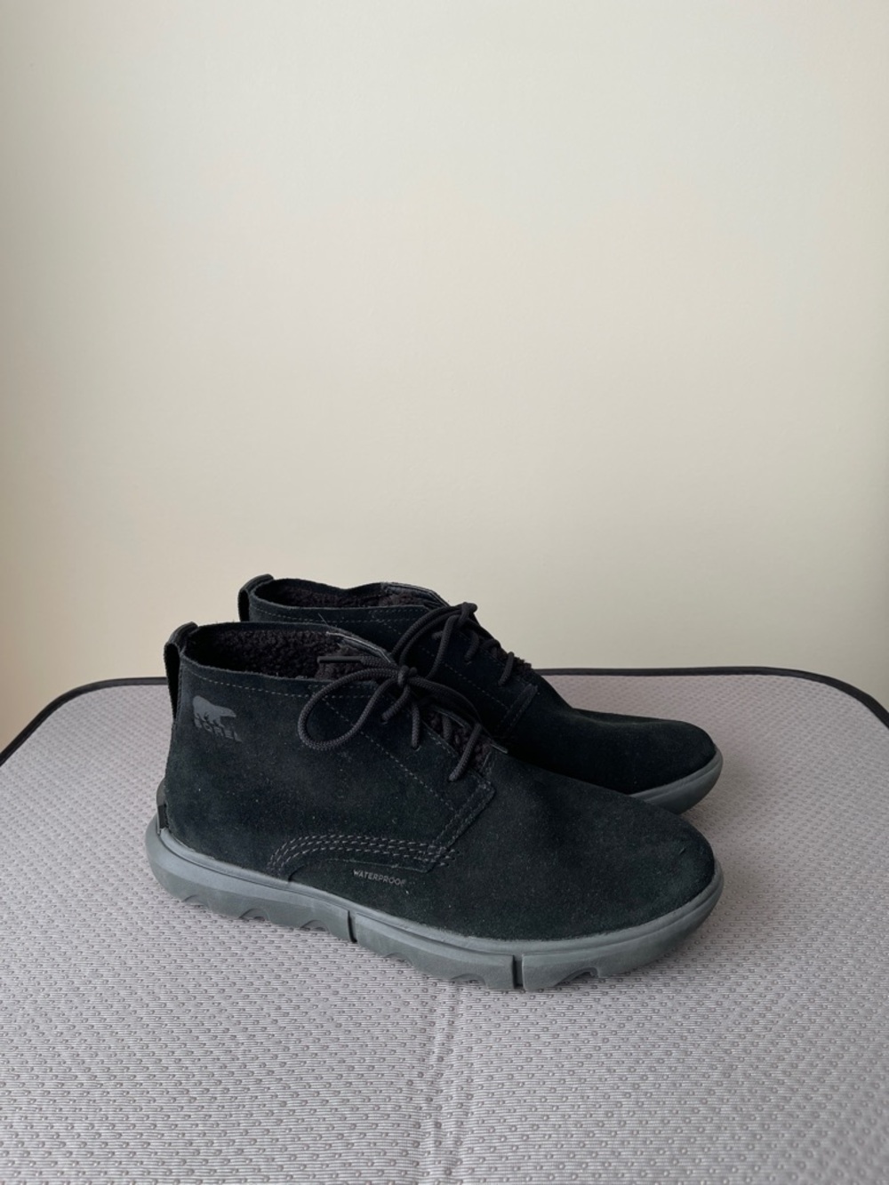 Sorel Black Suede Ankle Boots with Gray Sole